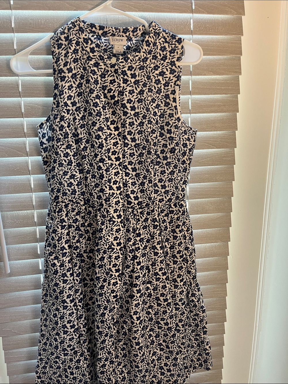 J. Crew Navy and White Sleeveless Floral Fit-and-Flare Mini Dress